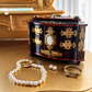 Antique Bombe Jewellery Trinket Box With Mother Of Pearl & Brass Mounts
