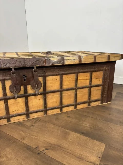 Very Large Bleached Rustic Indian Trunk / Coffee Table