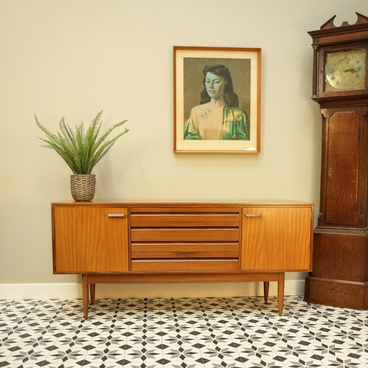 Vintage White and Newton Teak Mid Century Sideboard