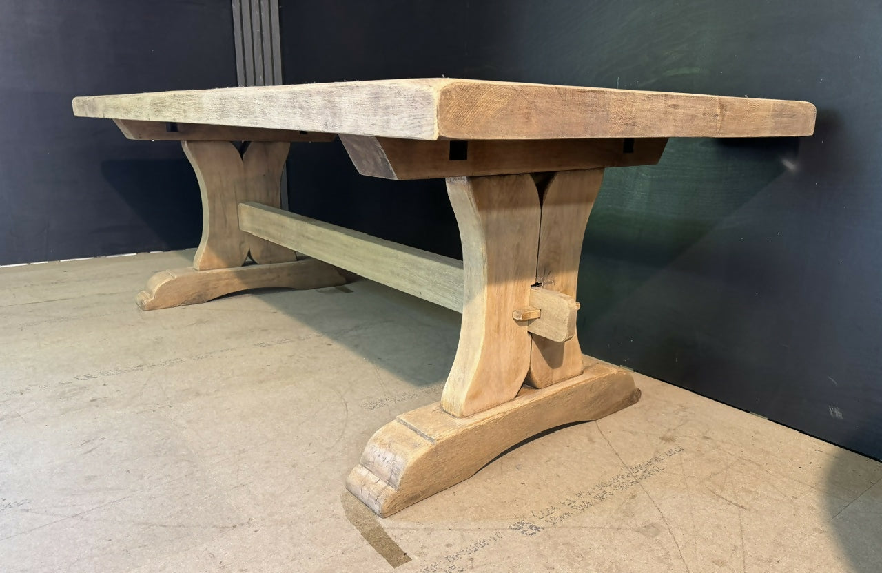 Rare Deep Bleached Oak Farmhouse Dining Table