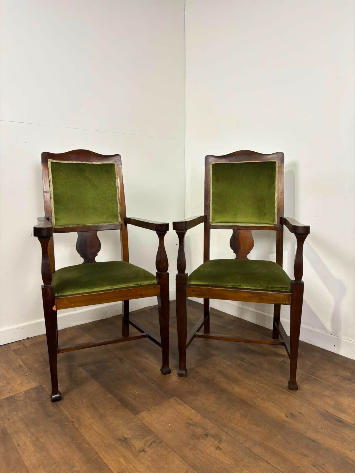 Pair of Edwardian Mahogany Upholstered Armchairs