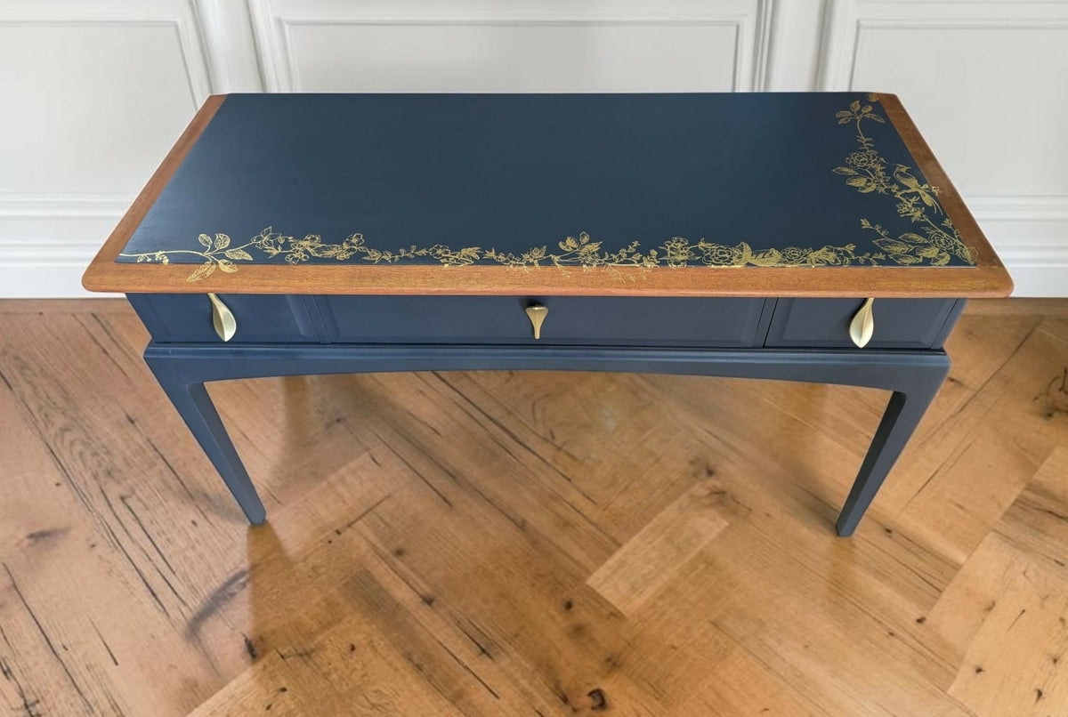 Stag minstrel navy blue gold console table dressing table desk