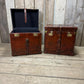 Antique Chestnut Leather Designer Belting Trunks