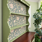 Vintage Welsh Dresser - Green, Oak & William Morris-Inspired Botanical Drinks Cabinet