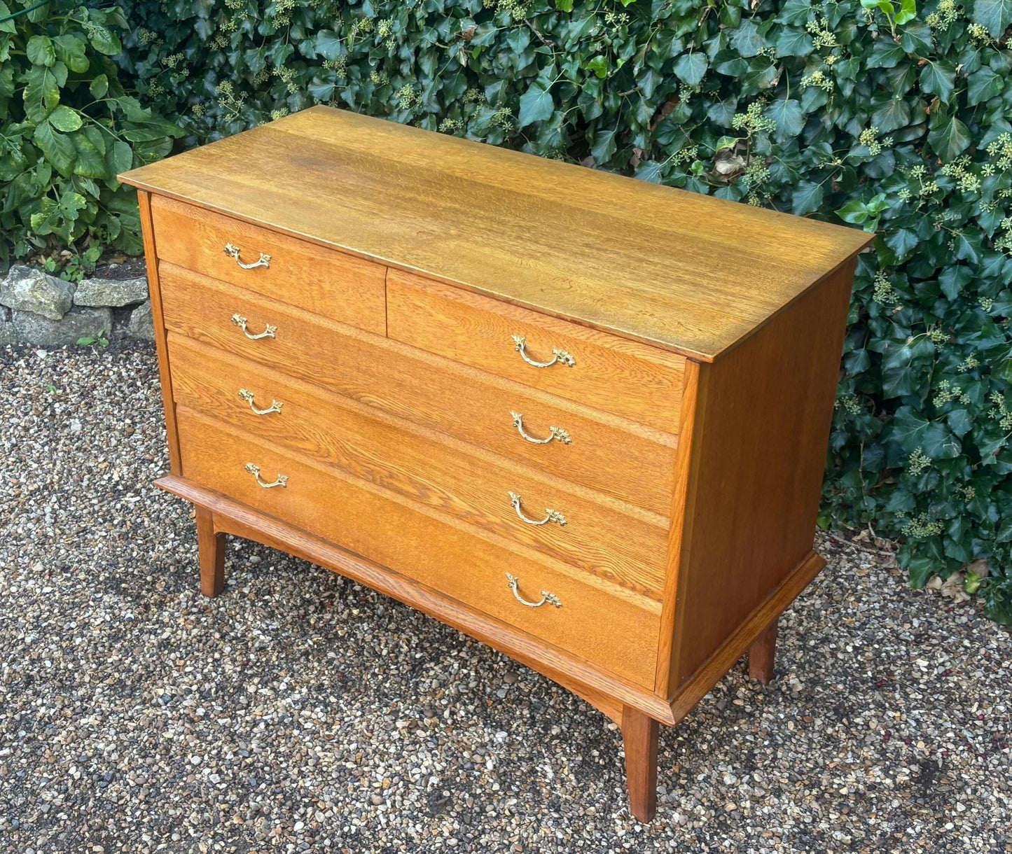 Vintage 1960's Handmade Oak Chest Of Drawers