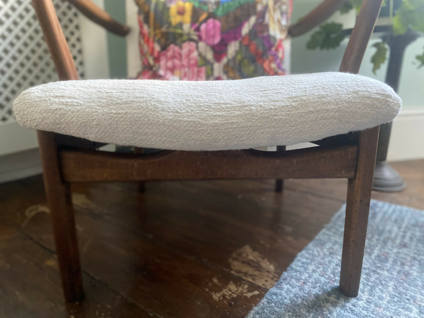 Mid Century Parker Knoll Chair in Boucle Fabric. Fully Refurbished and Reupholstered