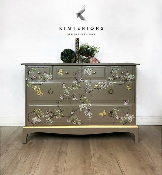 Neutral Blossom flight Stag Chest of Drawers
