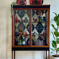 Upcycled Edwardian Mahogany Display Cabinet-Red and Black Perfect as a Cocktail or Display Piece