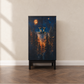 Upcycled Celestial Forest Music Cabinet, Midnight Blue Storage Cupboard