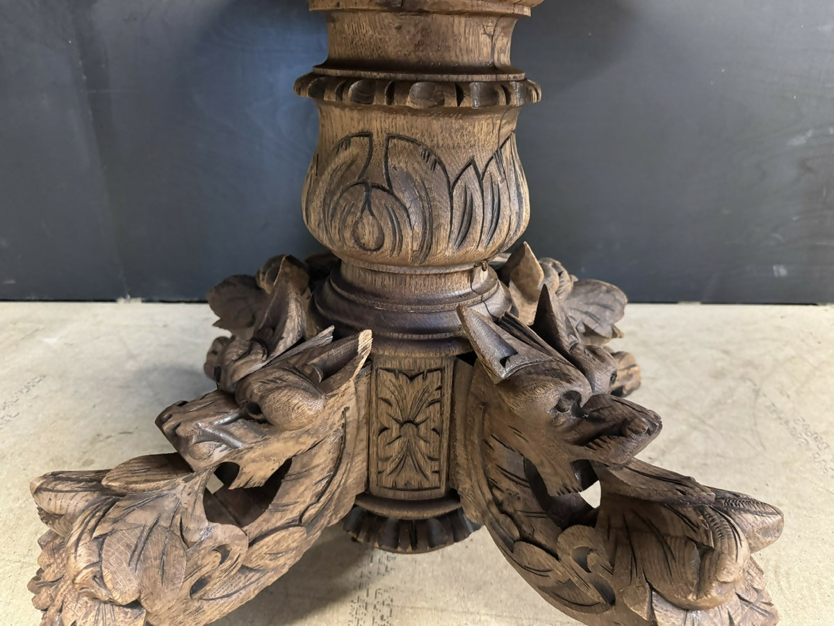 French Carved Oak Hunting Table