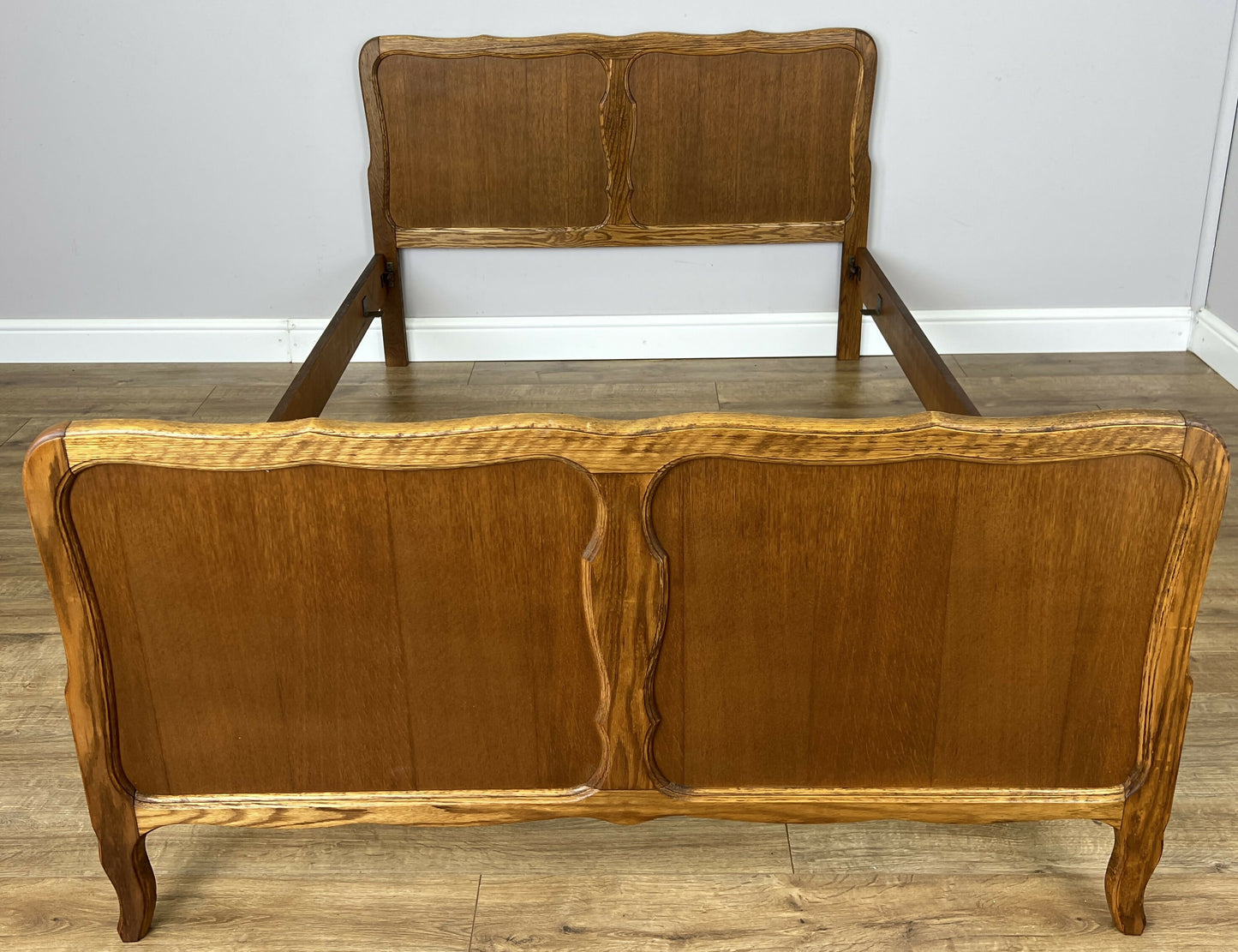 Bed Vintage French Louis XVI Double Bed Frame Oak Carved Headboard LOT 6396