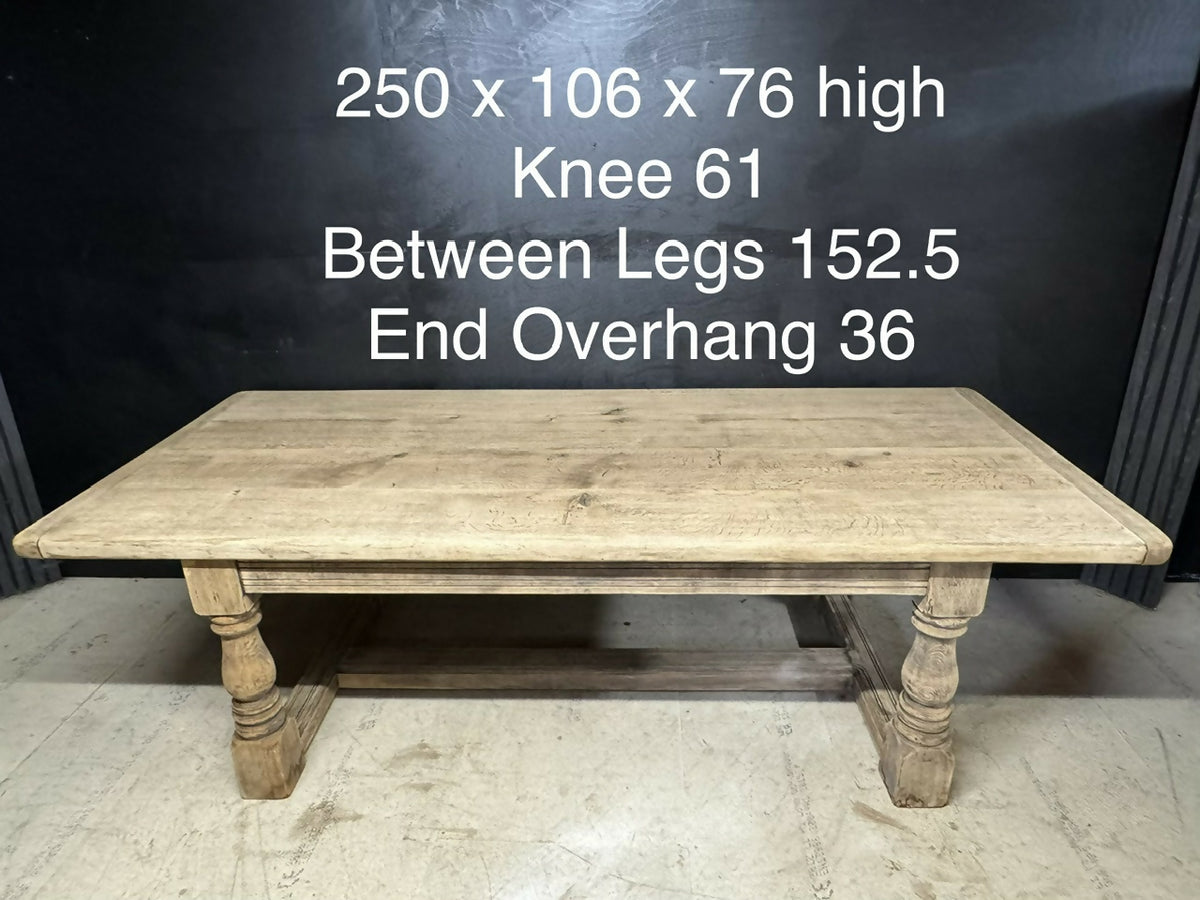 Rare Deep Large Oak Farmhouse Dining Table