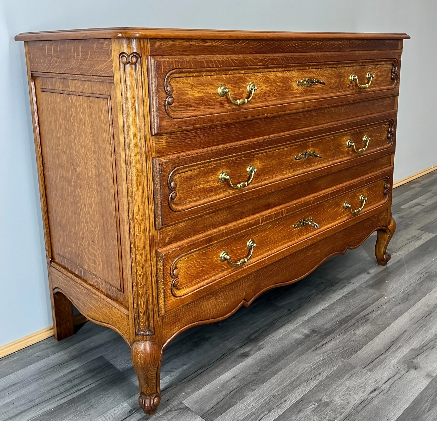 Chest of Drawers Vintage French Louis XVI Style Oak 3 Drawers Cabinet LOT 3770