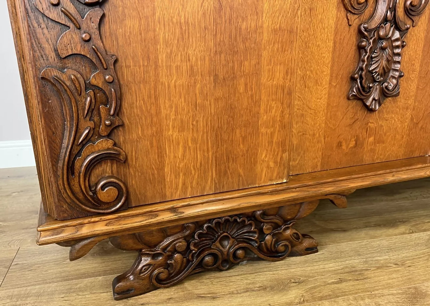 Wardrobe Vintage French Style Four Door Carved Armoire Cabinet LOT 6147