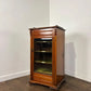 Edwardian Walnut Sheet Music Cabinet with Glass Door & Velvet-Lined Shelves