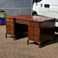 Large Vintage Mahogany Twin Pedestal Desk, Splits Into 3 Pieces For Easy Transportation