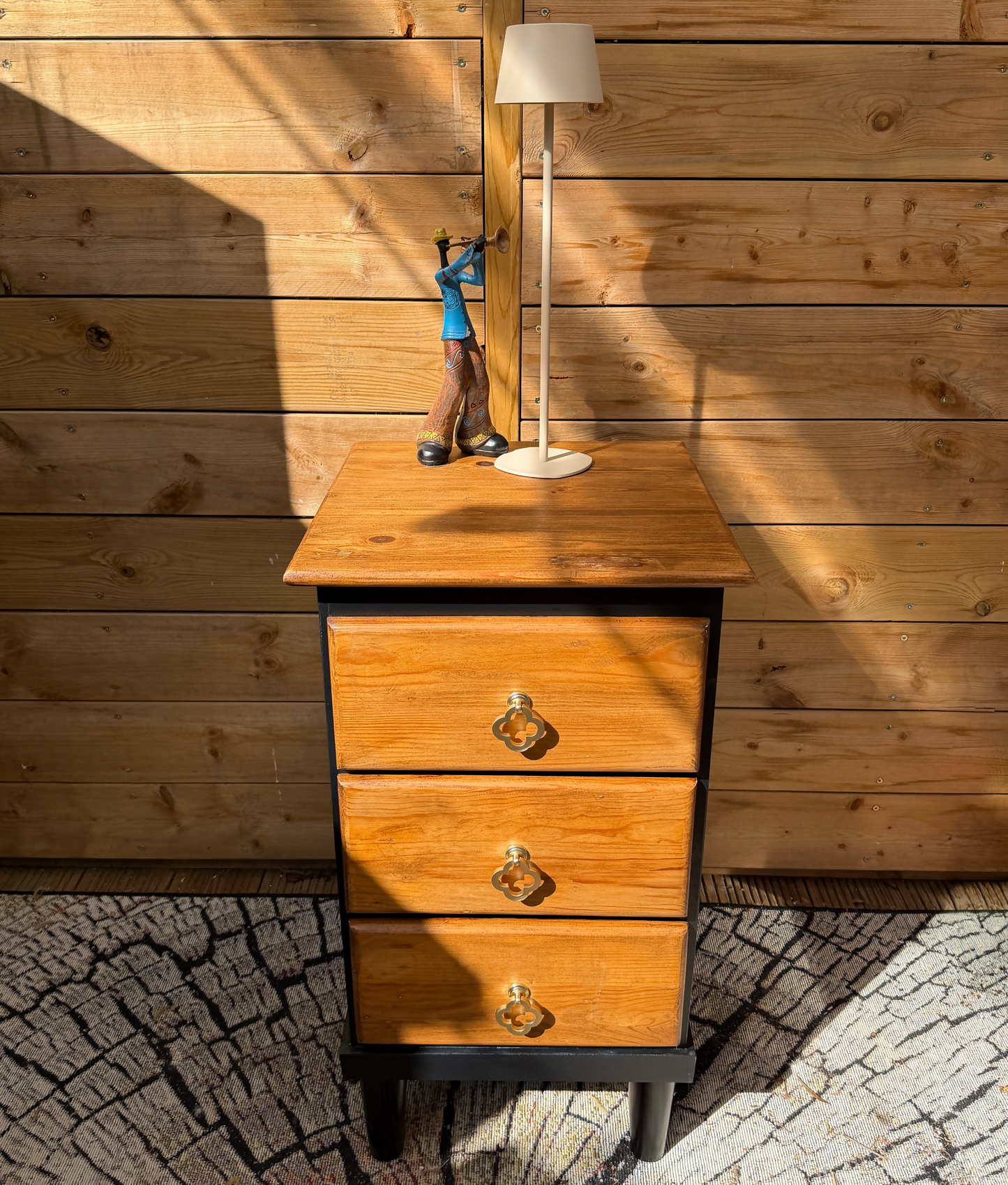Little Black & Tan - Small single 3 drawer cabinet