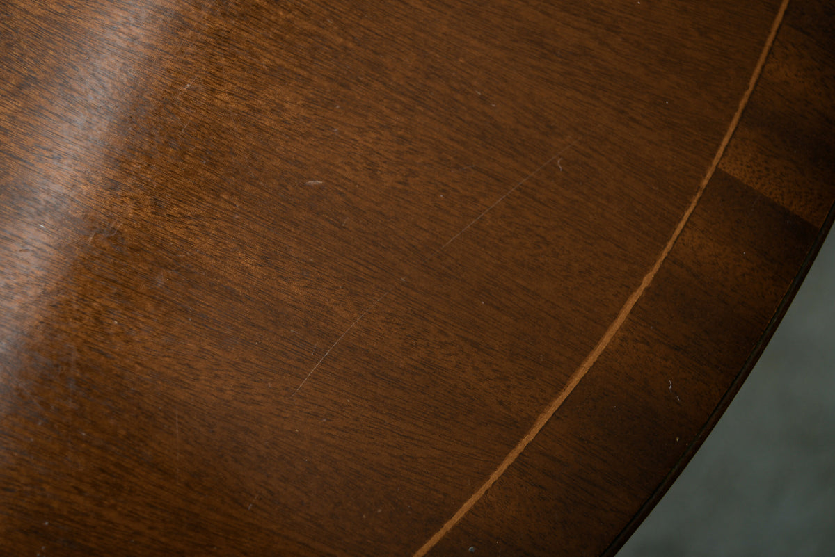 Regency Style Mahogany Extending Dining Table with Leaf - Over 7 FT - D End