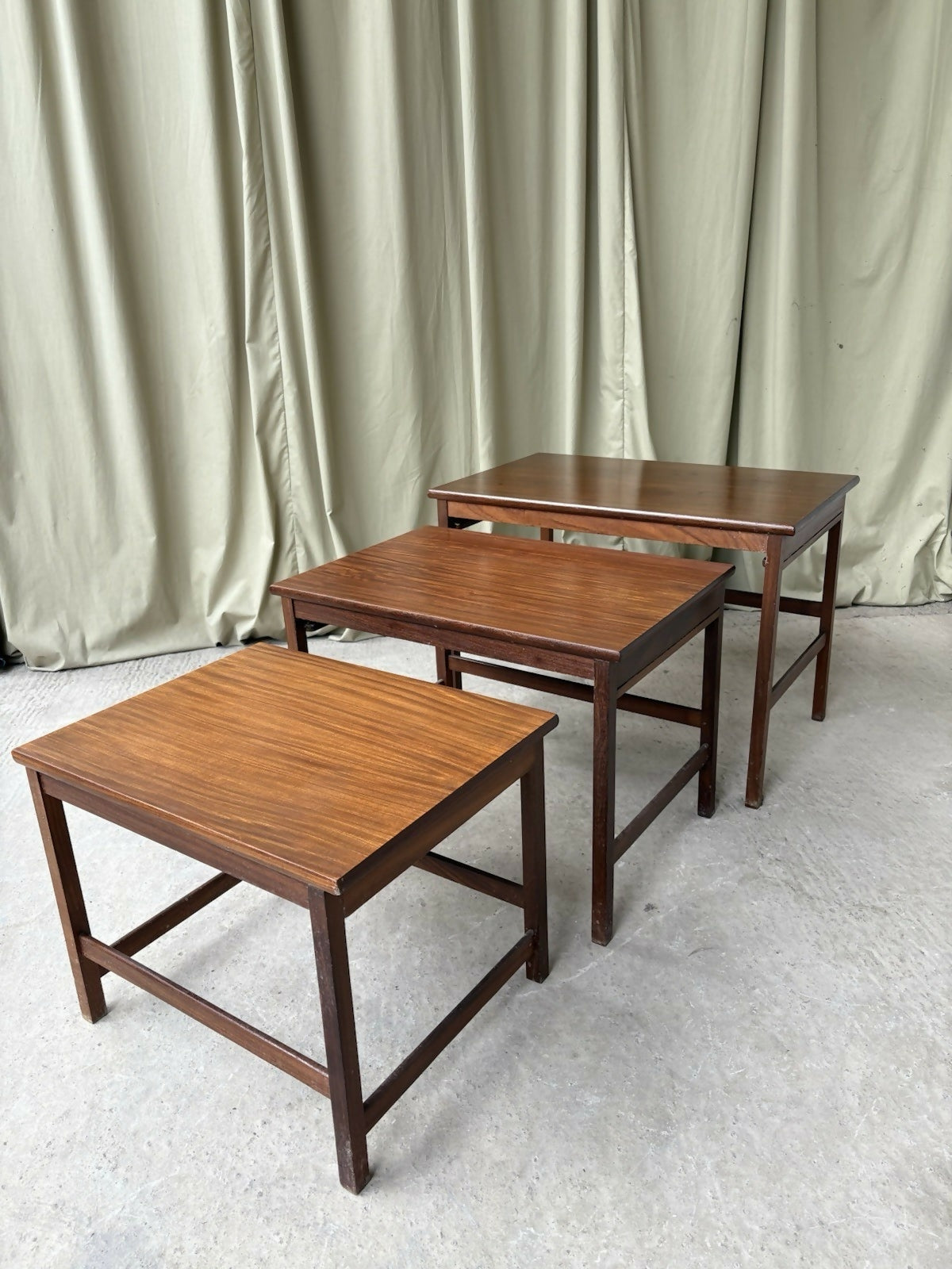 Vintage Mid Century Teak Nest Of Side Tables Scandi Danish Style Retro R981