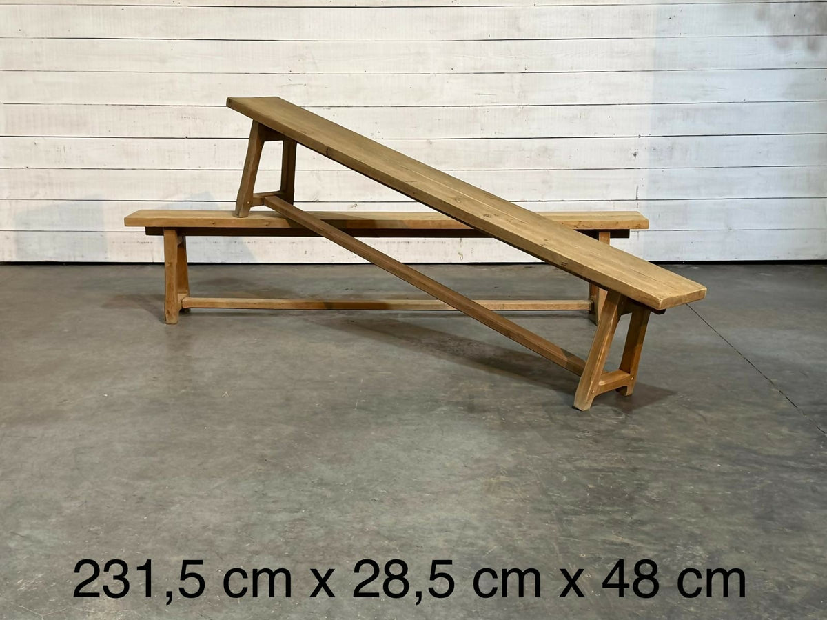 Pair French Oak Dining Benches