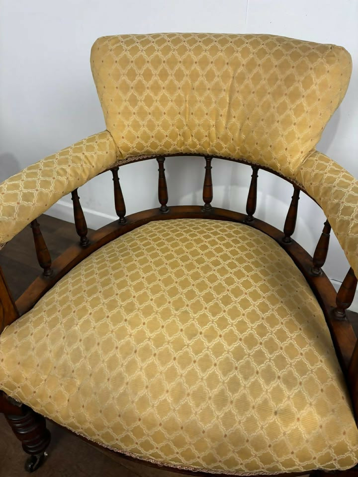 Pair of Edwardian Mahogany Upholstered Tub Chairs