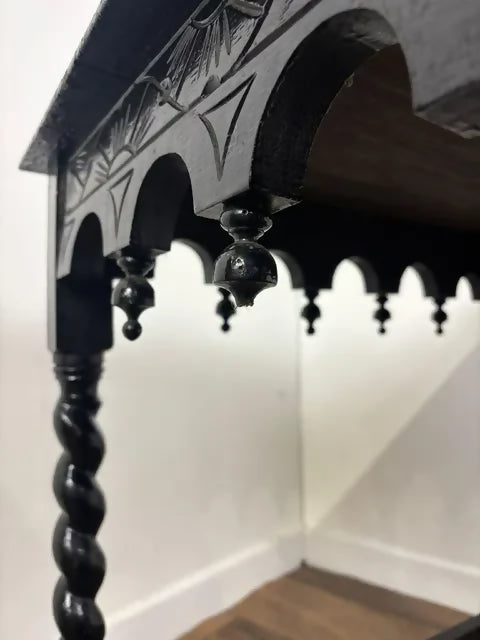 Antique Heavily Carved Barley Twist Side Table