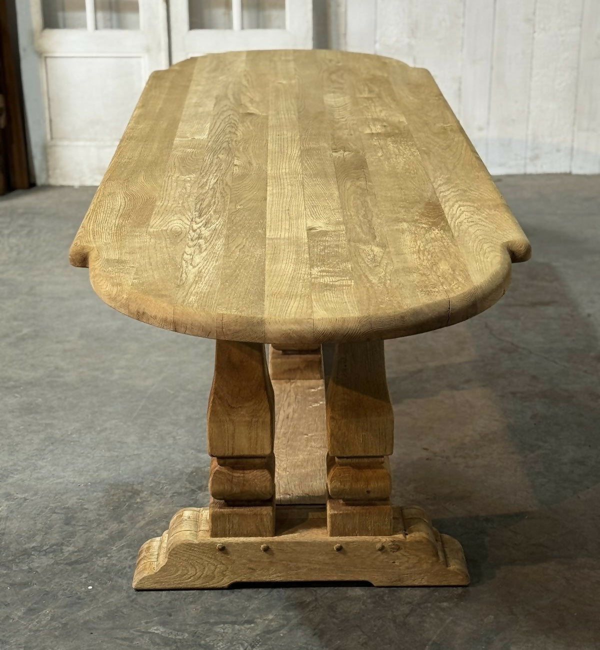 Large French Bleached Oak Farmhouse Dining Table