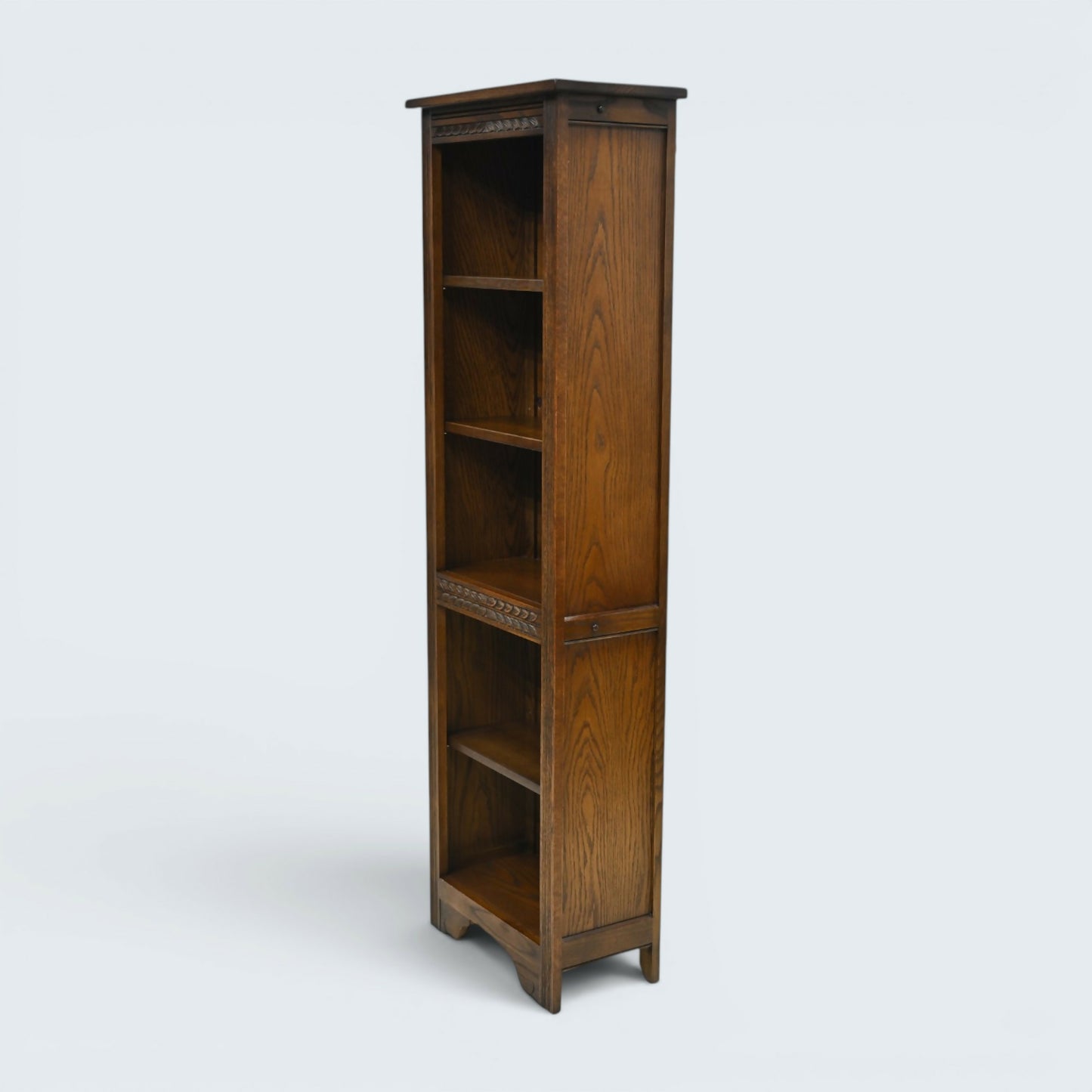 Old Charm Narrow Bookcase Finish 4 Shelves Light Oak Carvings FREE UK Delivery*