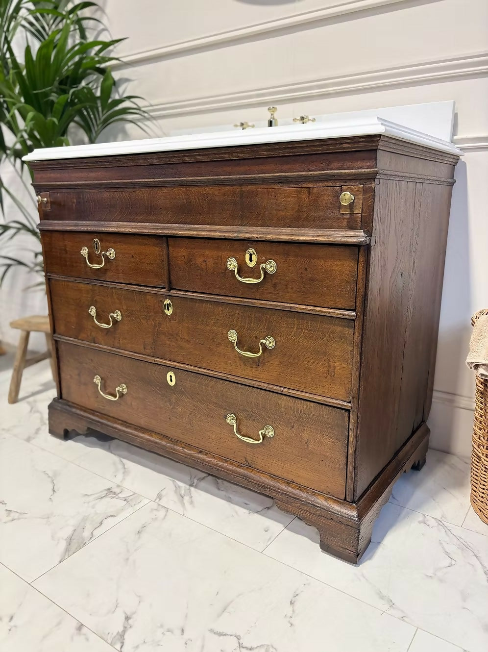 Width 102cm - Oak Vintage Bathroom Vanity Unit
