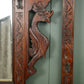Antique Oak Hall Stand with Seahorse Carvings