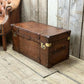 Luxury Hand dyed medium oak leather storage trunk