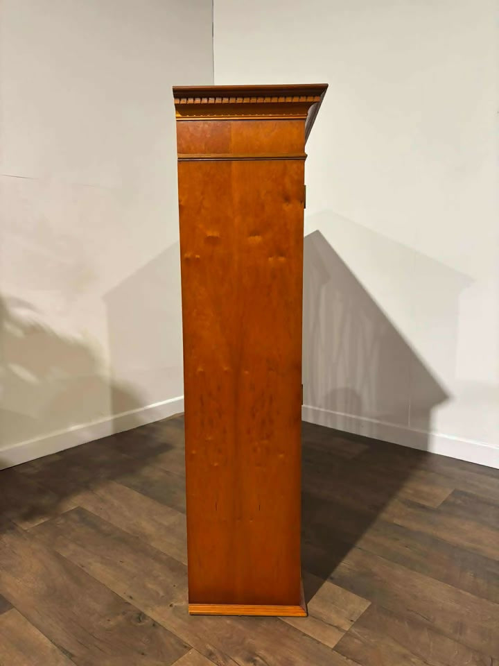 Yew Wood Display Cabinet With Glass Shelves