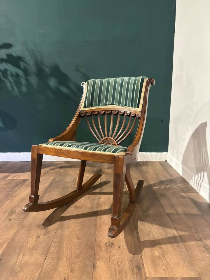 19th Century Beech Framed Rocking Chair9