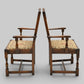 2 Old Charm Dining Chairs Carvers Light Oak Finish Tudor Fabric FREE UK Delivery