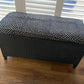 Black satin painted Lloyd loom ottoman. You choose the fabric