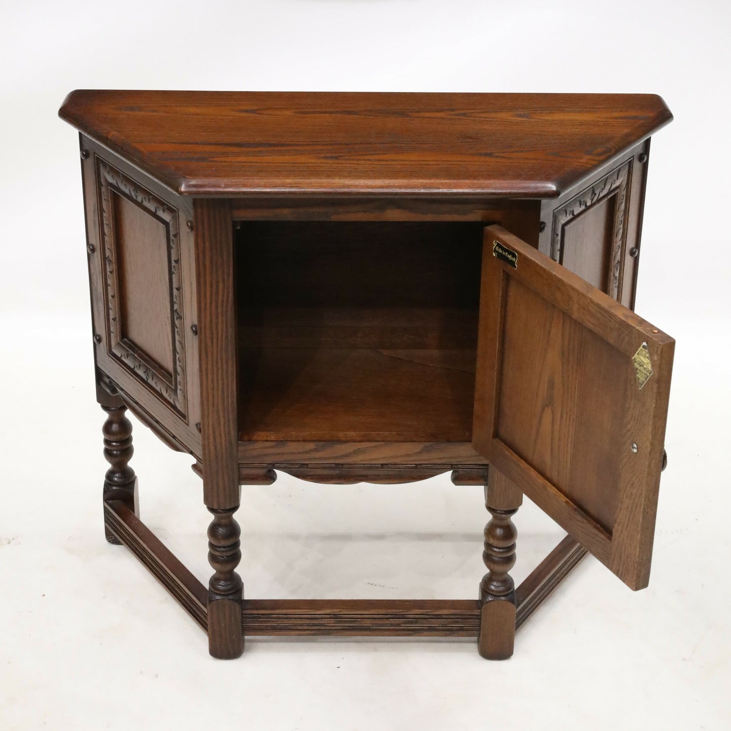 Old Charm Canted Table With Cupboard Finished In Tudor Brown FREE UK Delivery. SBR8978/1004D