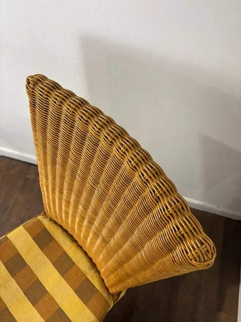 Pair Of Contemporary Wicker Back High Back Dining Chairs