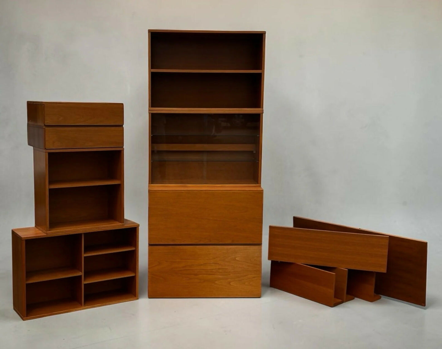 Mid Century 13 Pieces Of Floating Cabinets Vintage Display Cabinet, Shelves & Drawers