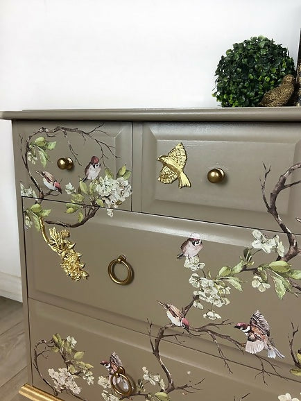 Neutral Blossom flight Stag Chest of Drawers