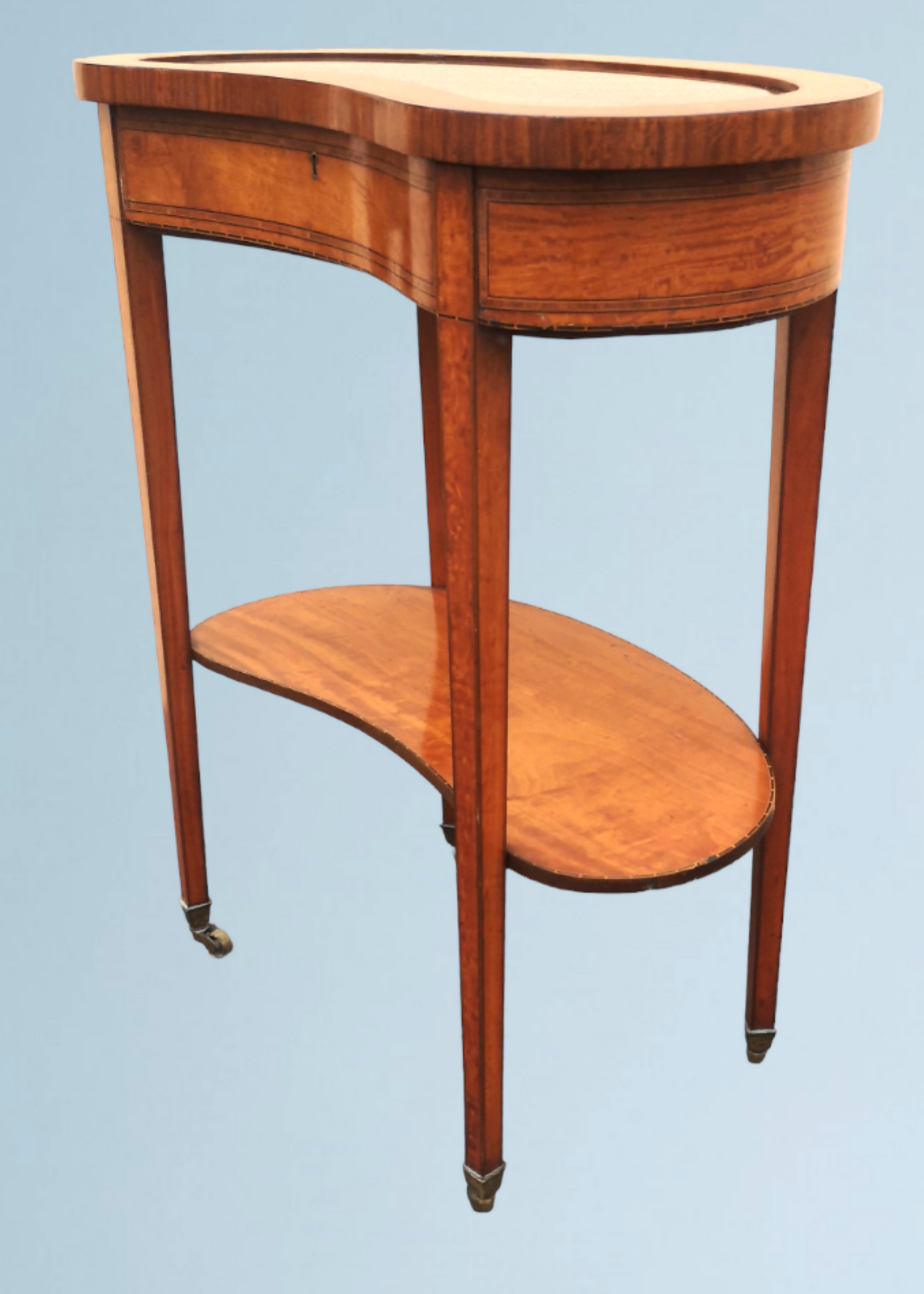 Edwardian Inlaid Kidney Shaped Satinwood Bijouterie Table