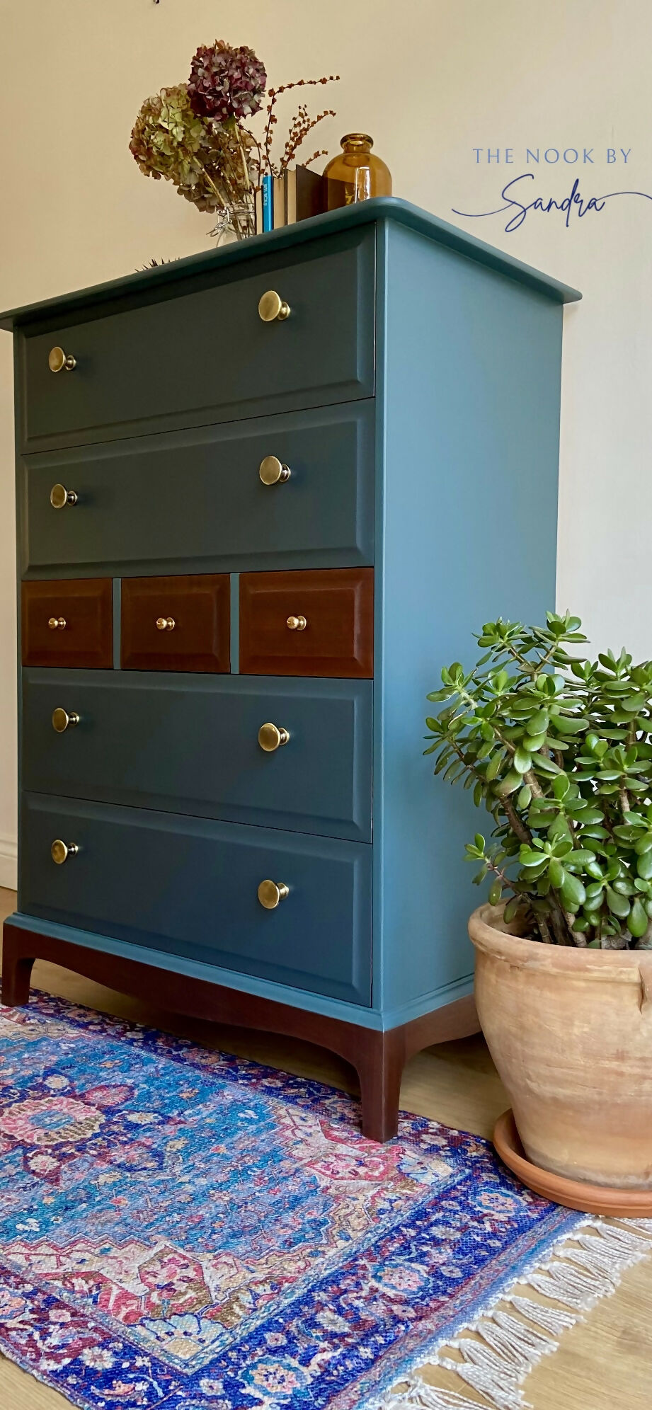 Stag Minstrel Chest of Drawers Upcycled in Two-Tone of Blue