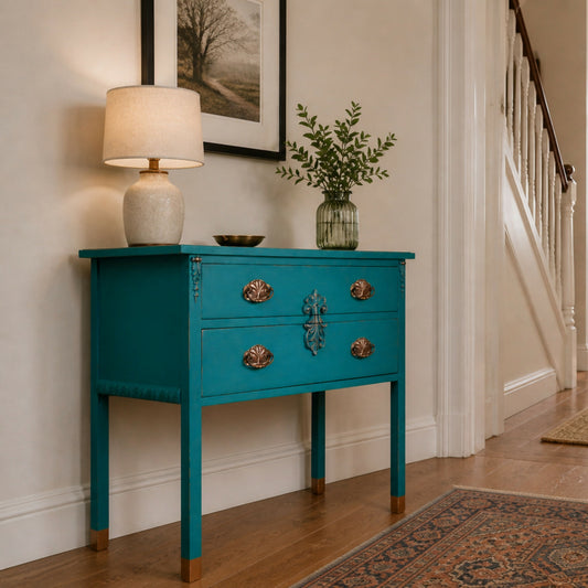 Vintage Upcycled Teal & Copper Chest of Drawers