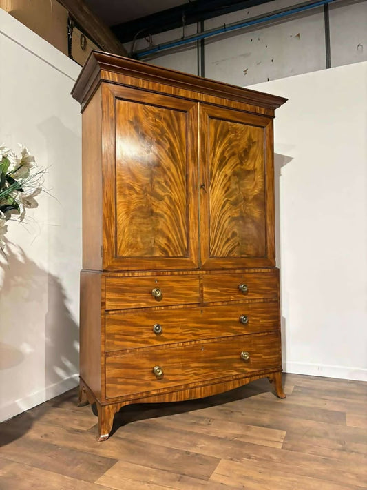 Georgian Flame Mahogany Linen Press