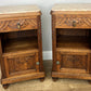 Pair of Bedside Tables Antique French Oak Carved Marble Top Cabinets LOT 6603