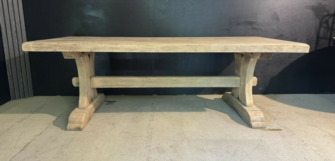 Rare Deep Bleached Oak Farmhouse Dining Table