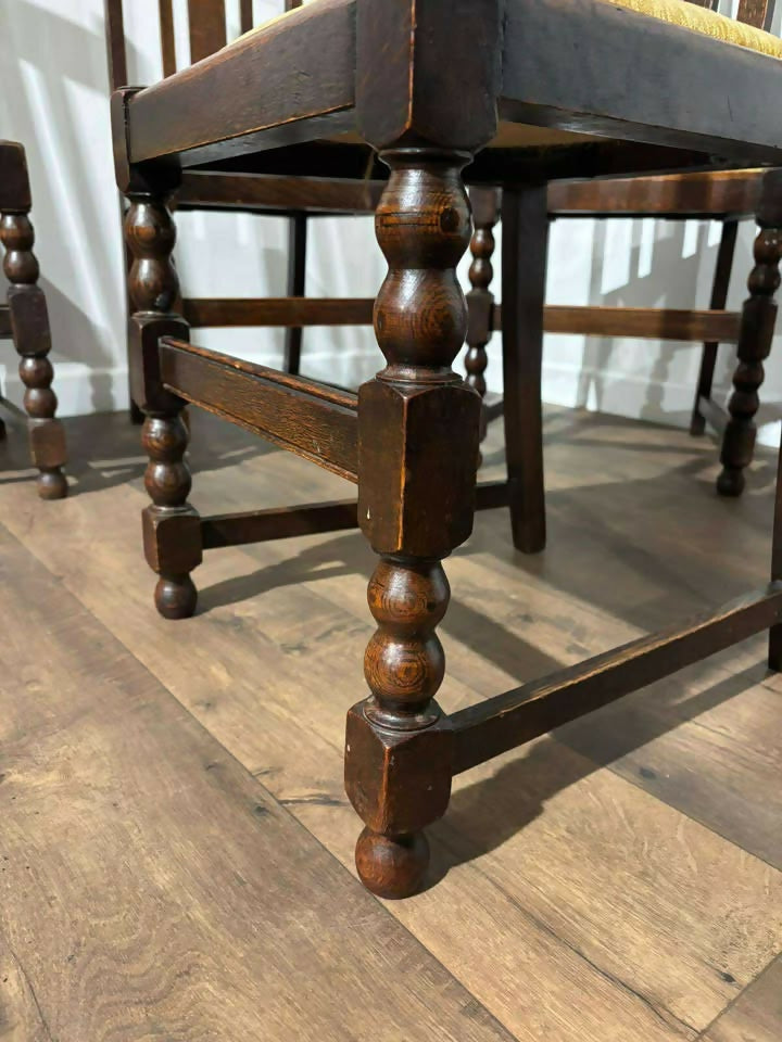 Vintage Set of Five Oak Dining Chairs