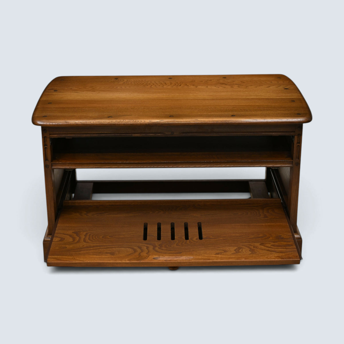 Ercol TV Video Stand Fall Front Video Store Golden Dawn Finish FREE UK Delivery*
