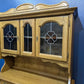 Large Solid Oak Dresser Cabinet Oak Veneer Leaded Glass Dresser Sideboard