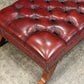 Large Red Buttoned Leather Footstool