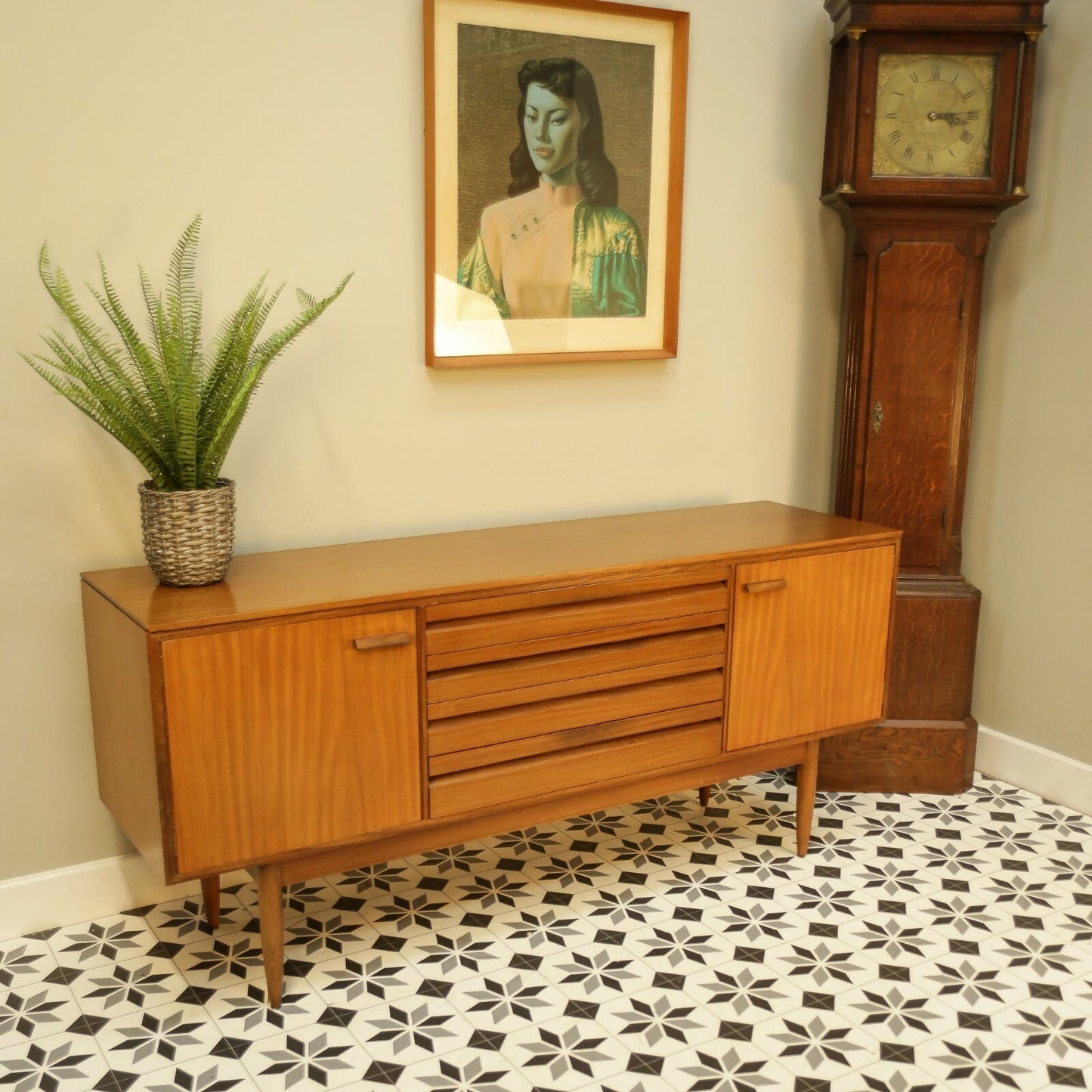Vintage White and Newton Teak Mid Century Sideboard